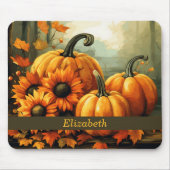 カスタムパンプキンサンフラワー秋秋をテーマにした マウスパッド (正面)