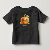 カスタムパンプキン かわいい水彩ハロウィン トドラーTシャツ (正面)