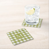 カスタムパンプキ葉ングジンガム模様 スクエアペーパーコースター (インサイチュ)