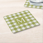 カスタムパンプキ葉ングジンガム模様 スクエアペーパーコースター (アングル)