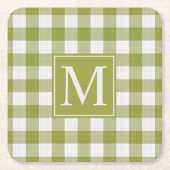 カスタムパンプキ葉ングジンガム模様 スクエアペーパーコースター (正面)