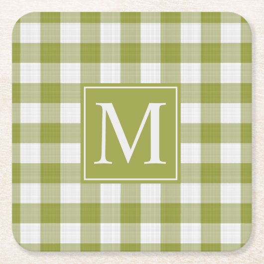 カスタムパンプキ葉ングジンガム模様 スクエアペーパーコースター (正面)