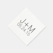 カスタムパーソナライズされたイニシャル日 スタンダードカクテルナプキン (角)