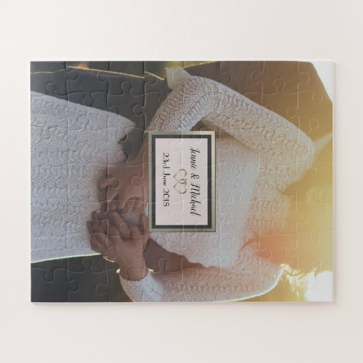 カスタムパーソナライズされたウェディングデイジグソーパズル ジグソーパズル (横)