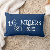 カスタムパーソナライズされたウェディングネイビーブルー ランバークッション (ブランケット)