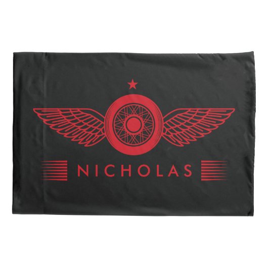 カスタムパーソナライズされたカーバイクウィングロゴ任意の色 枕カバー (裏面)