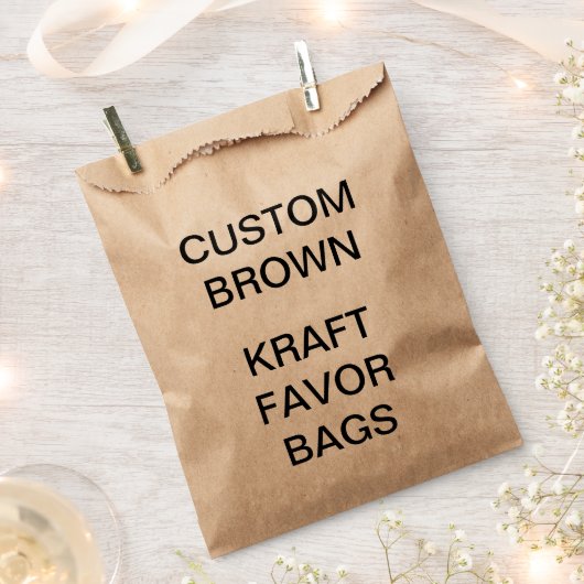 カスタムパーソナライズされたクラフト紙バッグ フェイバーバッグ (クリップ留めされた状態)