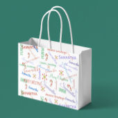 カスタムパーソナライズされたクリスマス名 ラージペーパーバッグ