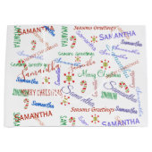 カスタムパーソナライズされたクリスマス名 ラージペーパーバッグ (正面)