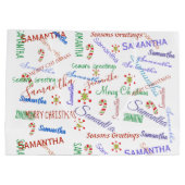 カスタムパーソナライズされたクリスマス名 ラージペーパーバッグ (裏面)