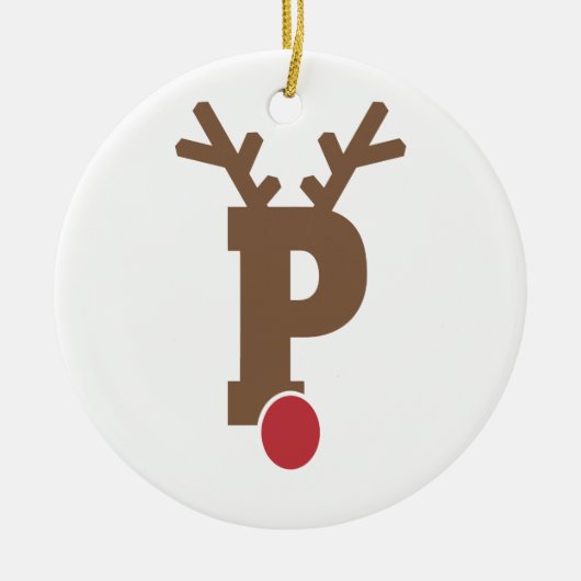 カスタムパーソナライズされたクリスマス装飾文字「P」 セラミックオーナメント (正面)