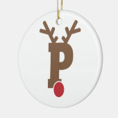 カスタムパーソナライズされたクリスマス装飾文字「P」 セラミックオーナメント (左)