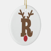 カスタムパーソナライズされたクリスマス装飾文字「R」 セラミックオーナメント (右)