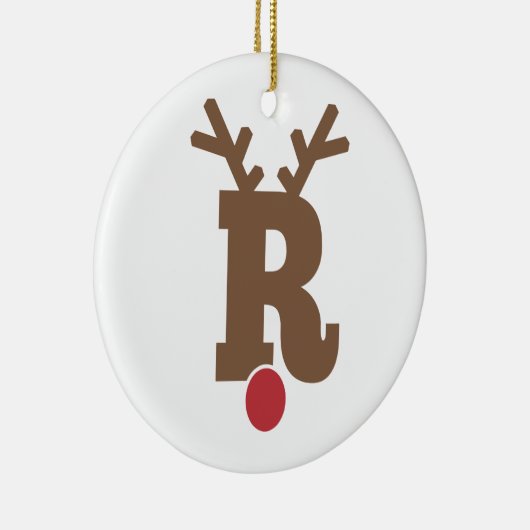 カスタムパーソナライズされたクリスマス装飾文字「R」 セラミックオーナメント (右)