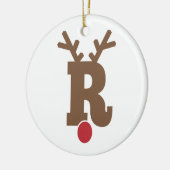 カスタムパーソナライズされたクリスマス装飾文字「R」 セラミックオーナメント (左)