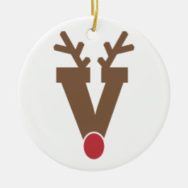 カスタムパーソナライズされたクリスマス装飾文字「V」 セラミックオーナメント