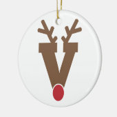 カスタムパーソナライズされたクリスマス装飾文字「V」 セラミックオーナメント (左)
