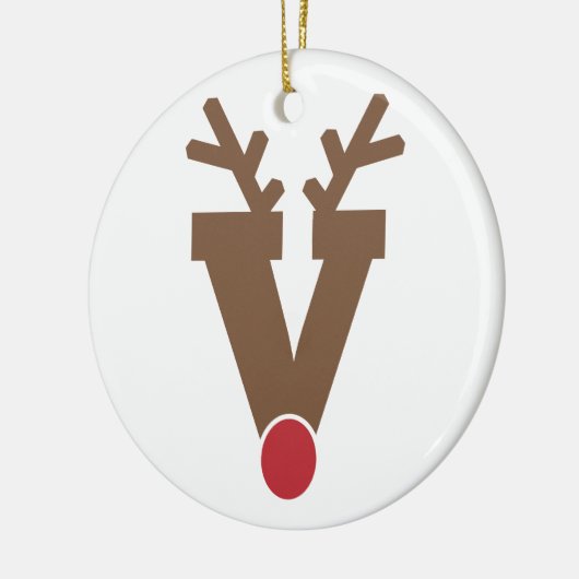 カスタムパーソナライズされたクリスマス装飾文字「V」 セラミックオーナメント (左)