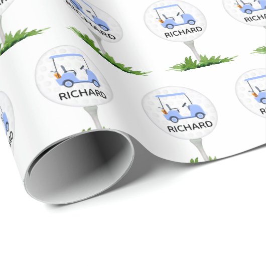 カスタムパーソナライズされたゴルフテーマ名ボールカート ラッピングペーパー (ロールコーナー)