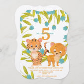 カスタムパーソナライズされたサファリアニマルキッド誕生日 招待状 (正面/裏面)