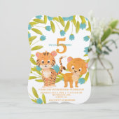 カスタムパーソナライズされたサファリアニマルキッド誕生日 招待状 (スタンド正面)