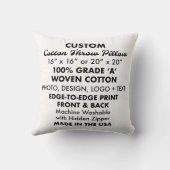 カスタムパーソナライズされたスクエアコットン装飾用クッション16" クッション (裏面)