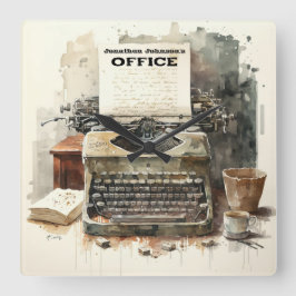 カスタムパーソナライズされたタイプライターの壁時計 スクエア壁時計