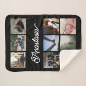 カスタムパーソナライズされたタイポグラフィ・写真コラージュ シェルパブランケット (正面(横))