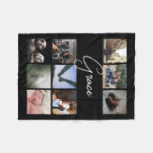 カスタムパーソナライズされたタイポグラフィ・写真コラージュ フリースブランケット (正面(横))