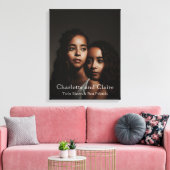 カスタムパーソナライズされたツインシスター写真 キャンバスプリント (インサイチュ (リビング))