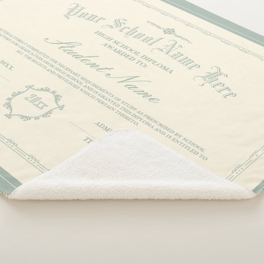 カスタムパーソナライズされたディプロマ伝統的ソフトグリーン シェルパブランケット (3/4)