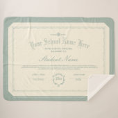 カスタムパーソナライズされたディプロマ伝統的ソフトグリーン シェルパブランケット (正面(横))