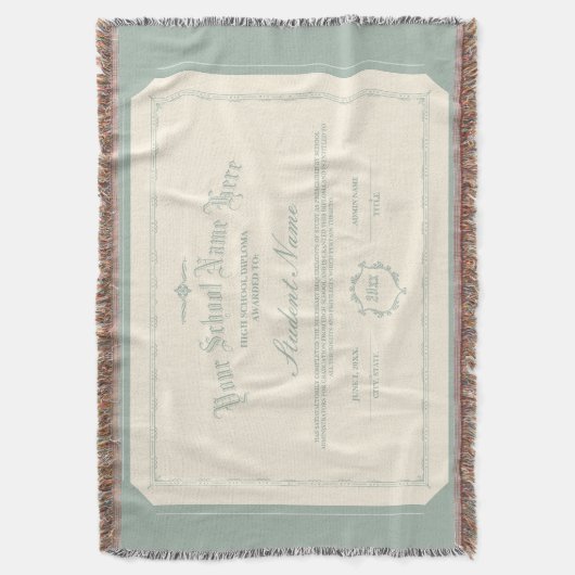 カスタムパーソナライズされたディプロマ伝統的ソフトグリーン スローブランケット (正面縦)