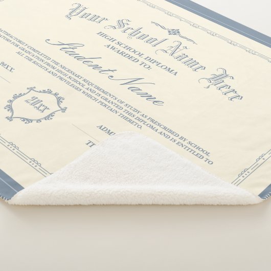 カスタムパーソナライズされたディプロマ伝統的ソフトブルー シェルパブランケット (3/4)