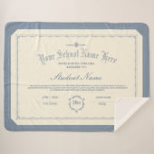 カスタムパーソナライズされたディプロマ伝統的ソフトブルー シェルパブランケット (正面(横))