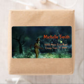 カスタムパーソナライズされたハロウィーンスカルマンウィズハウス ラベル (インサイチュ)