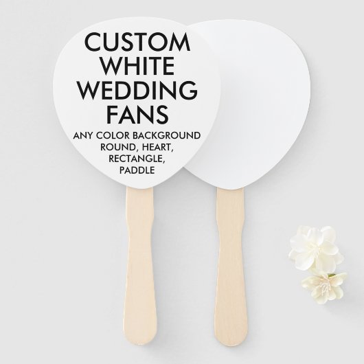 カスタムパーソナライズされたパドル結婚ホワイトのファン(10) ハンドファン (正面&裏面)