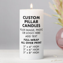 カスタムパーソナライズされたフルラップピラーキャンドル3"x6"