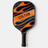 カスタムパーソナライズされたフレイムオレンジ&ブラック ピックルボールラケット (裏面)