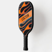 カスタムパーソナライズされたフレイムオレンジ&ブラック ピックルボールラケット (左)
