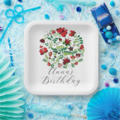 カスタムパーソナライズされたベビー名フローラデザイン ペーパープレート (パーティー)