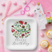 カスタムパーソナライズされたベビー名フローラデザイン ペーパープレート (パーティー)