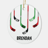 カスタムパーソナライズされたホッケーの飾り セラミックオーナメント (左)