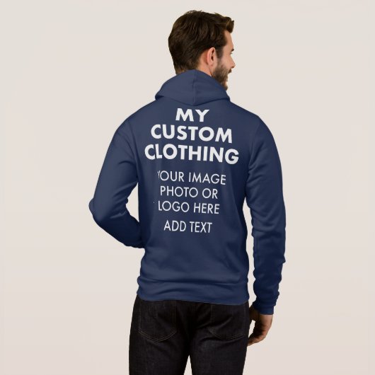 カスタムパーソナライズされたメンズフルZIPフード付きスウェットシャツ – 海軍 パーカ (裏面フル)