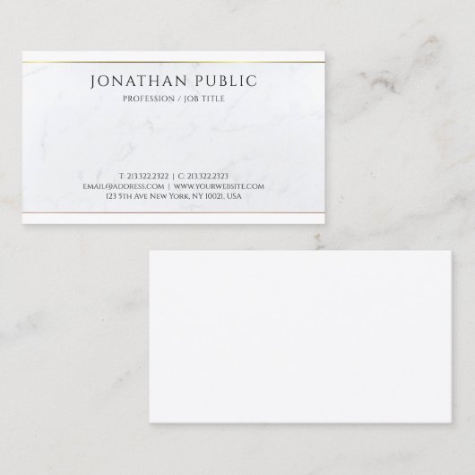 カスタムパーソナライズされたモダンエレガント金ゴールド 名刺 (正面/裏面)