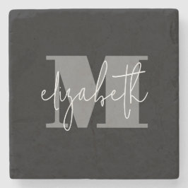 カスタムパーソナライズされたモノグラムのスクリプト名イニシャル ストーンコースター