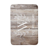 カスタムパーソナライズされたモノグラムのバ素朴ンウッド バスマット (正面縦)