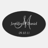 カスタムパーソナライズされたモノグラムワインラベル 楕円形シール (正面)