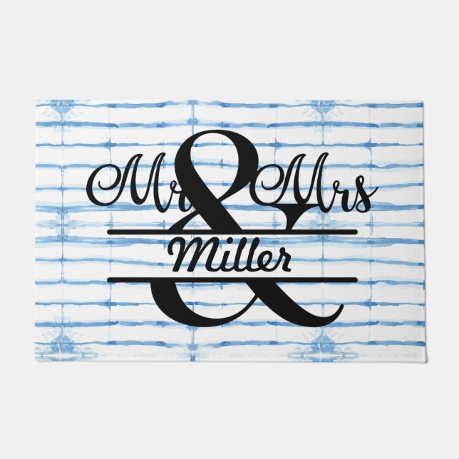 カスタムパーソナライズされたモノグラム絞り戸マット ドアマット (正面)