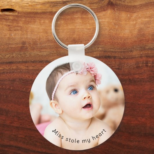カスタムパーソナライズされたユニークベビーの写真名 キーホルダー (正面)